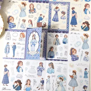 French vintage girl character die-cut sticker book for scrapbooking and journaling art