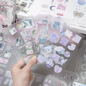 Koreaanse stijl lavendel PET stickers voor journaling met ballet en engelenmotieven