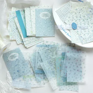 Aesthetic floral scrapbooking paper pack with blue flower patterns for journaling
