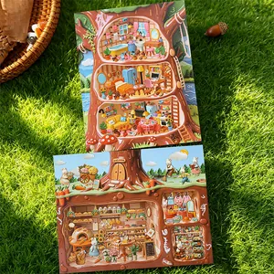 Secret base series stickers with realistic ceramic texture and miniature house designs
