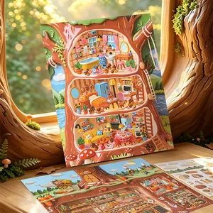 Secret Base themed scrapbook stickers with 3D ceramic texture and cute interior scenes.