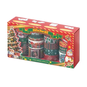 Premium 18-roll retro Christmas washi tape set for festive scrapbook decoration and gift wrapping