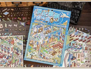 Close-up of Century Opera Sonata miniature scene stickers for scrapbooking and journaling.