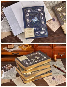 Vintage A5 hardcover notebooks with gilded edges and butterfly celestial cover design.