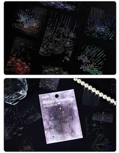 Detailed holographic Rainy Season PET sticker pack for scrapbooking and decoration.