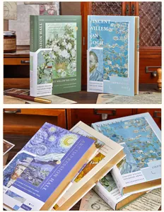 Hardcover A5 notebook featuring classic Van Gogh art series with floral patterns