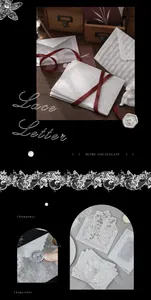 Macro view of vintage lace pattern on translucent vellum envelopes with wax seal details