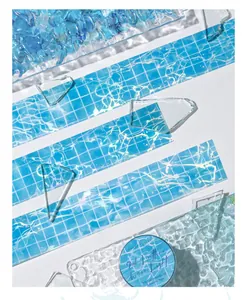 Macro detail of blue pool lattice pattern on light-reflective PET holographic tape