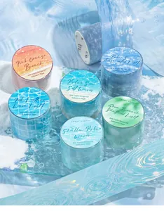 Detailed macro view of PET iris light adhesive tapes with colorful water wave patterns.