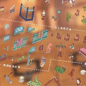 Detailed miniature scene stickers with Opera House furniture and characters