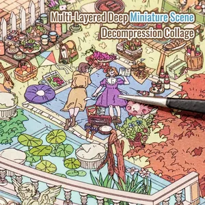 Detailed miniature scene stickers for creative DIY collage and stress relief play