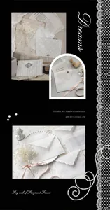 Detail of translucent lace tracing paper envelopes in a vintage setting