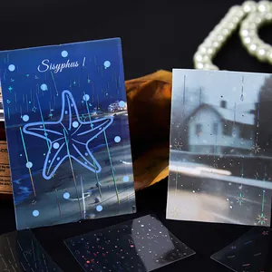 Aesthetic holographic PET sticker pack Rainy Season series for creative journaling and collage