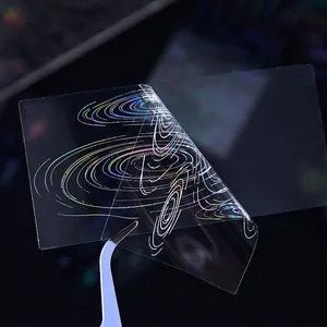 Holographic PET sticker sheet with swirling iridescent pattern for creative journaling