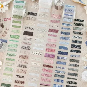 Matte PET Gestanztes Klebeband Weaving Color Serie Vintage Falten Stoffmuster Journal Dekorative Aufkleber Scrapbooking Zubehör
