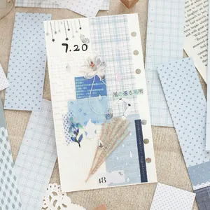 Set di carta per scrapbooking a quadretti azzurro per decorazione di diari fai da te