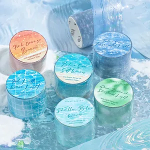 Decorative CANDY POETRY PET iris adhesive tape with artistic ocean wave and water patterns