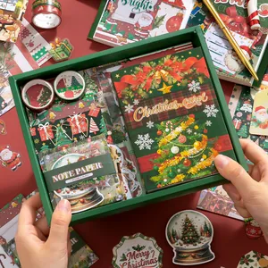 Vintage Weihnachtslied Schreibwaren Geschenkbox Set Inklusive A6 Tagebuch Notizbuch Washi Tape Aufkleber Für DIY Scrapbooking