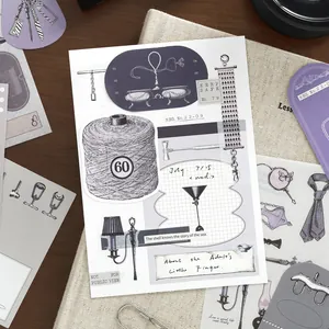Vintage journaling material pack with retro hand-drawn sketches and artistic stickers