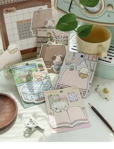 Cute cartoon animal sticky notes memo pads with dog and cat focus mode designs