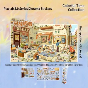 Pixel Lab 3.0 3D miniature landscape sticker set for DIY scrapbooking craft projects