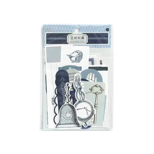 Infeel.Me vintage blue vessel vault stationery sticker pack for scrapbooking art collage