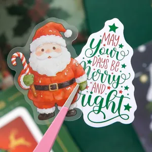 Hochwertiges Vintage Weihnachtsaufkleber Set mit Weihnachtsmann Motiven für kreatives Scrapbooking