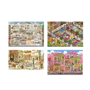 3D miniature landscape sticker set featuring vibrant cartoon street and room designs