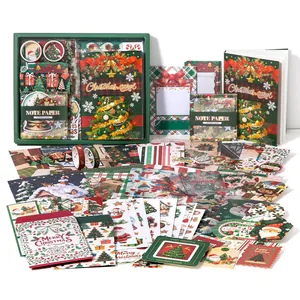 Umfassendes Weihnachts-Schreibwaren-Geschenkset mit Vintage-Aufklebern und Notizbüchern