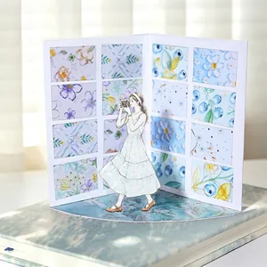 Autocollants en PET mat fille et fleurs pour décoration de scrapbooking, série Crystal Glaze