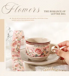 Florales Rosen-Stickerei Dekoband für Vintage Scrapbooking und DIY Bastelarbeiten