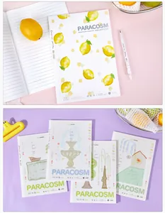 Showcasing a variety of B5 notebook covers with vibrant lemon and illustrated designs