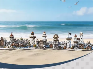 Vista detallada de cinta PET con diseño de castillo de cuento y faro para diario