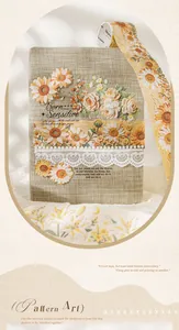 Detailansicht der kunstvollen Blumenstickerei-Struktur auf dekorativem Washi-Tape für Planer
