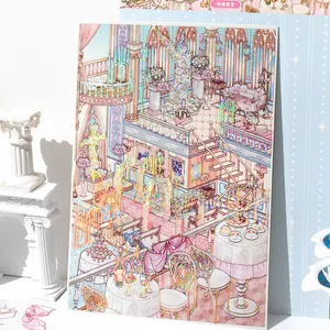 Autocollants de paysage argentés laser pour scrapbooking avec design de chapelle