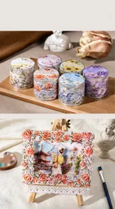 Detailed macro view of embossed PET floral tapes featuring 3D oil painting texture designs