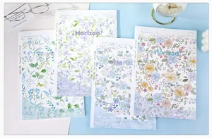 Detailed view of B5 notebooks featuring elegant floral patterns and wireless glue binding