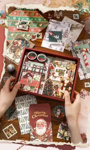 Vintage Christmas themed stationery gift box set including journal, stickers and paper