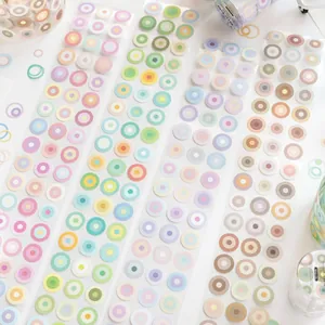Serie Color Echo Cinta Troquelada de Papel Sintético Pegatinas Decorativas Minimalistas de Círculos Puntos para Agenda Scrapbooking Papelería