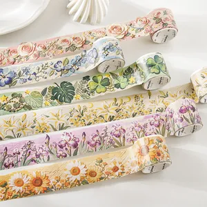 Blumen Simulationsstickerei Dekoratives Klebeband Für Scrapbooking DIY Handwerk Kunststoff Klebeband Für Journaling Dekor