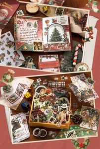 Vintage Christmas stationery gift set with stickers, notebook, and festive note papers