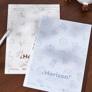 B5 cartoon theme notebook by MISS TIME with cute hand-drawn illustrations on a wooden desk.