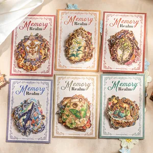 Adesivi in Carta Kraft Vintage Serie Memory Realm Adesivi Decorativi Retro Farfalla Floreale per Scrapbooking Cancelleria Decorazione Fai Da Te