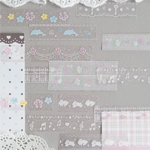 Decorative pixel garden series glitter PET tape with cute floral and animal patterns for DIY