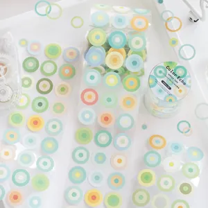 Cinta adhesiva washi minimalista con círculos de colores para decoración creativa de diarios