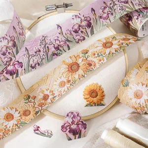 PET-Klebeband im floralen Stickerei-Stil für DIY-Journal-Dekoration