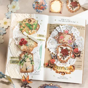 Set di adesivi decorativi vintage con farfalle e fiori per scrapbooking