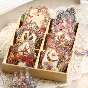Set di adesivi decorativi vintage con 6 temi unici, inclusi motivi floreali e celesti