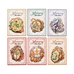 Collezione di adesivi decorativi retrò Memory Realm con 6 eleganti temi naturali, 20 fogli