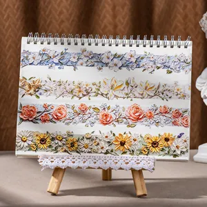 Ruban adhésif PET floral en relief 3D avec texture artistique de peinture à l'huile
